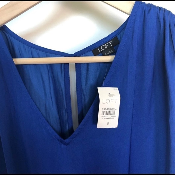 LOFT Blue Sleeveless Tie Back Romper small - Picture 3 of 6